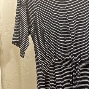 Latched Mama - Drawstring Midi - Navy Blue Striped Dress XL